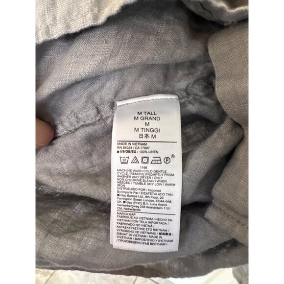 Gap Linen Cropped Piolet Grey Button Down Women's Shirt Medium Tall - Picture 4 of 6